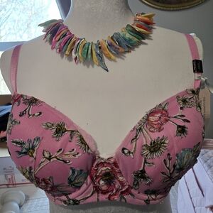 Pink Floral Bra